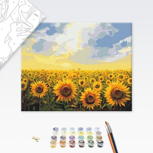 Maľovanie podľa čísiel kvety plné slnečníc