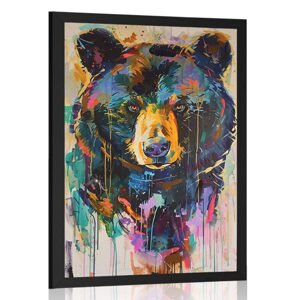 Plagát medveď s imitáciou maľby