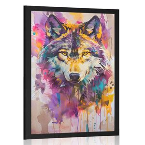 Plagát vlk s imitáciou maľby