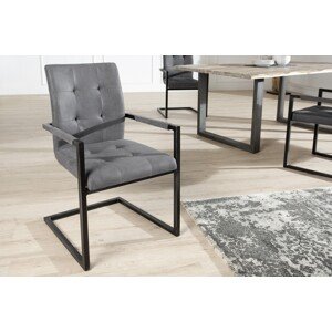 Estila Dizajnová štýlová stolička Oxford s podrúčkami šedá