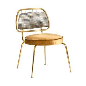 Estila Art-deco luxusná zlatá jedálenská stolička Brilon so zamatovým čalúnením 78cm