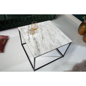 Estila Art-deco štýlový konferenčný stolík Elements Blanc z lešteného mramoru 50cm