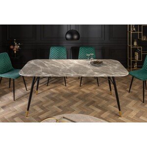 Estila Retro jedinečný jedálenský stôl Forisma so šedou povrchovou doskou s mramorovým vzhľadom 180 cm