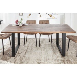 Estila Industriálny hranatý jedálenský stôl Steele Craft z akáciového dreva s kovovými nohami 200cm