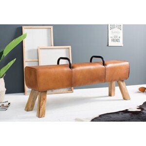 Estila Dizajnová luxusná lavica Bock Kult z pravej kože 134cm