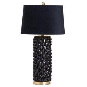 Estila Art-deco nadčasová čierna keramická stolná lampa Noirra so zlatými prvkami a zamatovým tienidlom 84cm