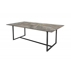 Estila Mramorový hranatý jedálenský stôl Collabor s čiernymi kovovými nohami 200cm