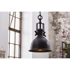 Estila Industriálna závesná lampa Castor v čiernej farbe z kovu 45cm