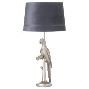 Estila Štýlová stolná lampa Percy The Parrot v striebornej farbe so sivým tienidlom 74cm