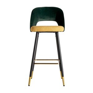 Estila Art-deco luxusná barová stolička Dosiee na čiernych nohách s poťahom zeleno-žltej farby 103cm