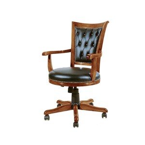 Estila Luxusná rustikálna kancelárska stolička Emociones z masívneho dreva s čalúnením z ekokože 100 cm