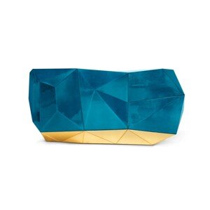 Estila Luxusný dizajnový príborník s dizajnovou ručne vyrezávanou pozlátenou podstavou Diamond Blue 185 cm