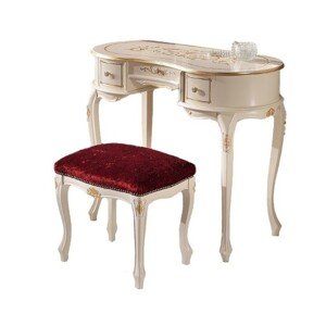 Estila Luxusný barokový masívny toaletný stolík Clasica s tromi zásuvkami a zlatým ornamentálnym zdobením 93cm