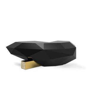 Estila Luxusný dizajnový asymetrický konferenčný stolík v čiernej farbe z masívneho dreva a liatej mosadze Diamond 150 cm