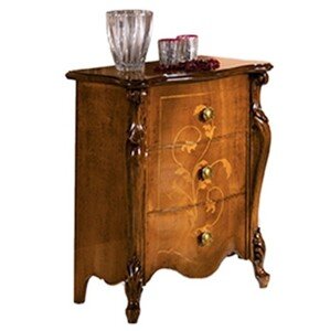 Estila Rustikálny luxusný príručný stolík Pasiones z masívneho dreva s tromi zásuvkami a s vyrezávanými nožičkami 67cm