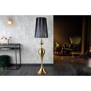 Estila Moderná dizajnová stojaca lampa Lucie v zlatom prevedení z kovu s čiernym tienidlom 160cm