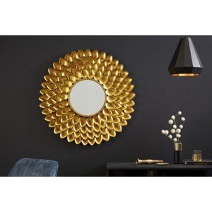 Estila Art-deco kruhové nástenné zrkadlo Tizia s rámom v tvare lupeňov kvetu v zlatej farbe 90cm