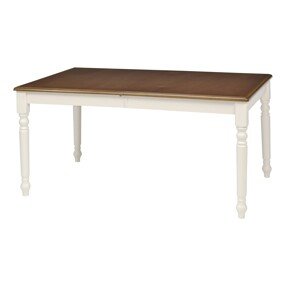 Estila Provensálsky rozkladací jedálenský stôl Felicita z dreva hnedo-bielej farby s vyrezávanými nohami 150-194cm