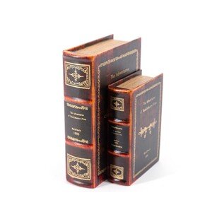 Estila Koloniálny kožený set dekoratívnych kníh Mark Twain v čiernom dizajnovom vintage obale 27cm