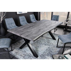 Estila Industriálny obdĺžnikový jedálenský stôl Garret z dreva s čiernymi kovovými nožičkami sivý 160cm