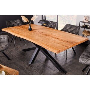 Estila Masívny industriálny jedálenský stôl Akante z akáciového dreva s čiernou kovovou podstavou hnedý obdĺžnikový 200cm