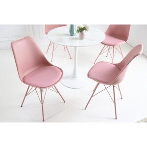 Estila Dizajnová jedálenská stolička Scandinavia s čalúnením z eko-kože ružová 85cm