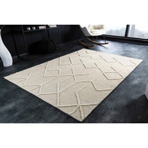 Estila Elegantný obdĺžnikový koberec Monami slonovinovej farby s geometrickým reliéfnym vzorom 230cm