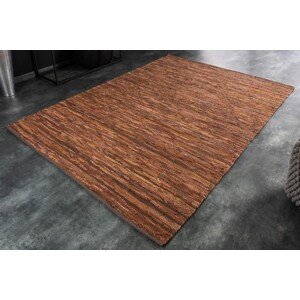 Estila Dizajnový moderný koberec Rhys II obdĺžnikového tvaru z kože a konope hnedej farby 230cm