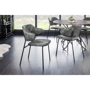 Estila Moderná dizajnová jedálenská stolička Mildred so sivým zamatovým čalúnením a čiernymi nohami z kovu 83cm