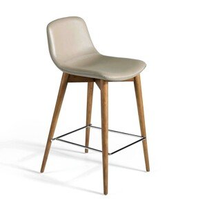 Estila Luxusná taupe sivá kožená barová stolička Forma Moderna z masívu 93cm