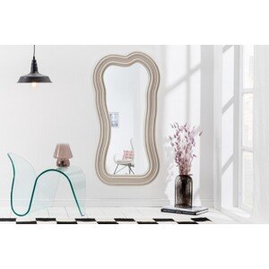 Estila Asymetrické dizajnové zrkadlo Swan s polyuretánovým rámom v svetlej béžovej farbe s kaskádovým efektom 100cm