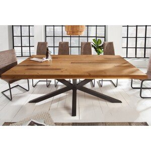 Estila Industriálny masívny stôl Comedor z masívneho dreva a čiernymi prekríženými nohami z kovu 240cm