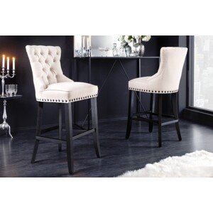 Estila Elegantná barová stolička Modern Barock so svetlým béžovým poťahom a dizajnovým prešívaním 74cm