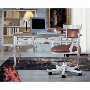 Estila Luxusná rustikálna pracovná stolička Leslie na kolieskach s koženým operadlom a sedadlom 87 cm