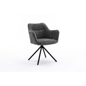 Estila Moderná dizajnová otočná stolička Kristal Graphite s tmavým sivým čalúnením a kovovými nožičkami 80 cm