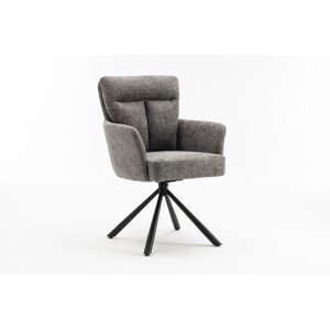 Estila Dizajnová retro otočná stolička Dover so sivým čalúnením a opierkami na ruky 92 cm