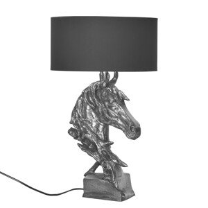 Estila Dizajnová vintage stolná lampa Suomin so striebornou podstavou v tvare konskej hlavy 60 cm