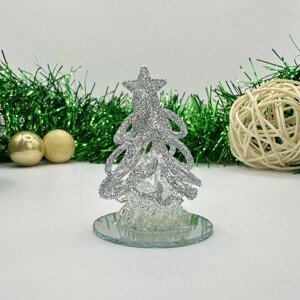Svietiaca vianočná dekorácia - strieborný stromček