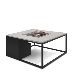 Stôl s plynovým ohniskom COSI- typ Cosiloft 100 čierny rám / sivá doska