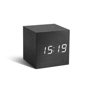 Budík "Cube Click", čierna / biela - Gingko