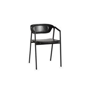 Jedálenská stolička "S.A.C.", čierna koža - Woud