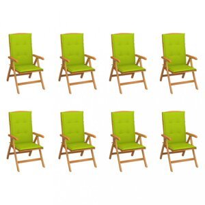 Skladacia záhradná stolička s poduškami 8 ks teak / látka Dekorhome Svetlozelená,Skladacia záhradná stolička s poduškami 8 ks teak / látka Dekorhome S