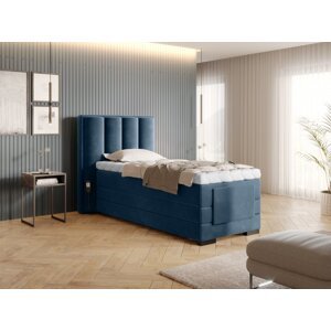 Elektrická polohovacia boxspringová posteľ VERONA 90 Lukso 40 - modrá,Elektrická polohovacia boxspringová posteľ VERONA 90 Lukso 40 - modrá