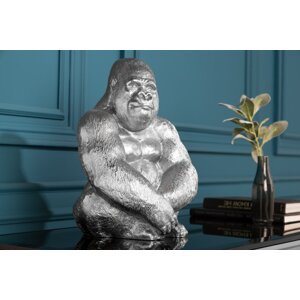 Dekoračná socha gorila ZHAM Dekorhome Strieborná,Dekoračná socha gorila ZHAM Dekorhome Strieborná