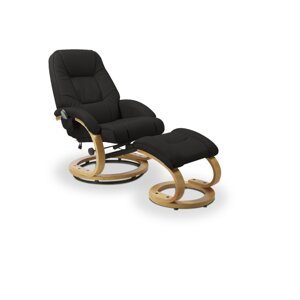 Polohovacie masážne kreslo s stoličkou MATADOR Čierna,Polohovacie masážne kreslo s stoličkou MATADOR Čierna