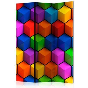 Paraván Colorful Geometric Boxes Dekorhome 135x172 cm (3-dielny),Paraván Colorful Geometric Boxes Dekorhome 135x172 cm (3-dielny)
