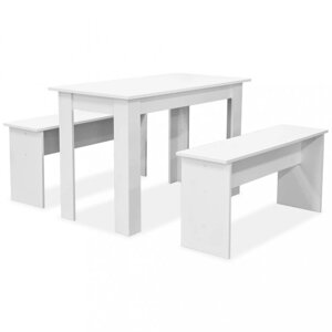 Jedálenský stôl s lavicami Dekorhome Biela,Jedálenský stôl s lavicami Dekorhome Biela